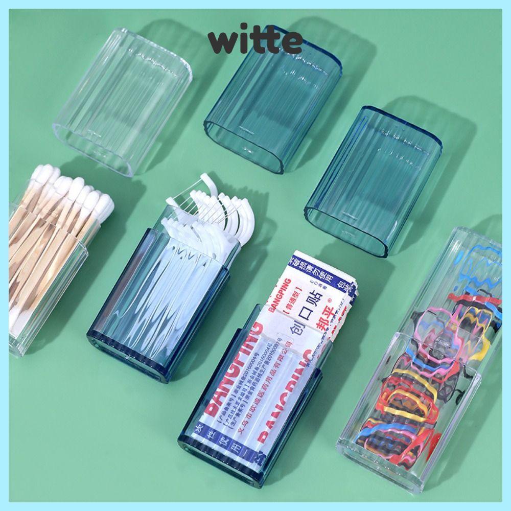 WITTE ที่เก็บของสําหรับเดินทาง,กล่องเก็บไหมขัดฟันคอนเทนเนอร์สําลี,ที่ใส่ไม้จิ้มฟันพลาสติกกันฝุ่นแบบพกพาสําหรับทําความสะอาดฟันสําลี