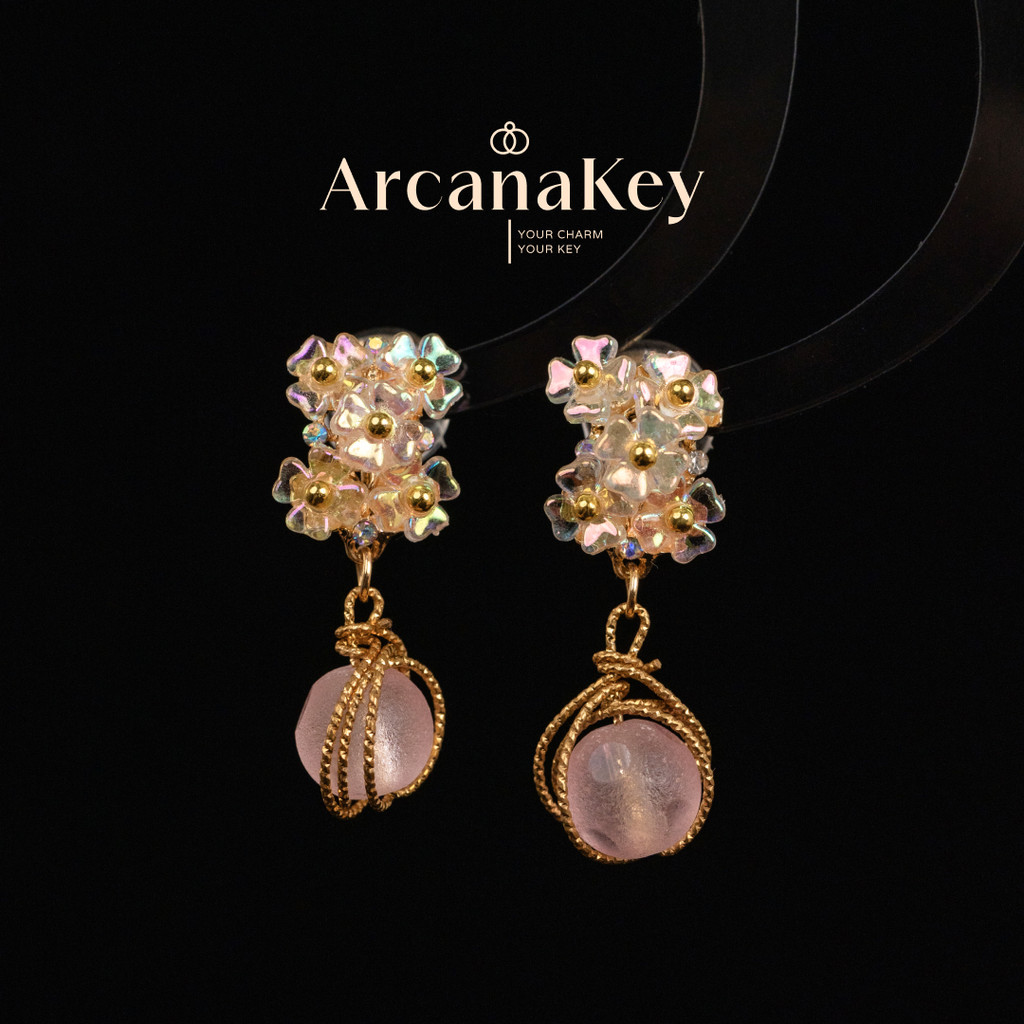 COD ต่างหูสตั๊ดดอกไม้สีชมพูSakura | การออกแบบฤดูร้อนสี Dopamine อุปกรณ์เสริมทุกวันน้ําหนักเบาArcanaKey