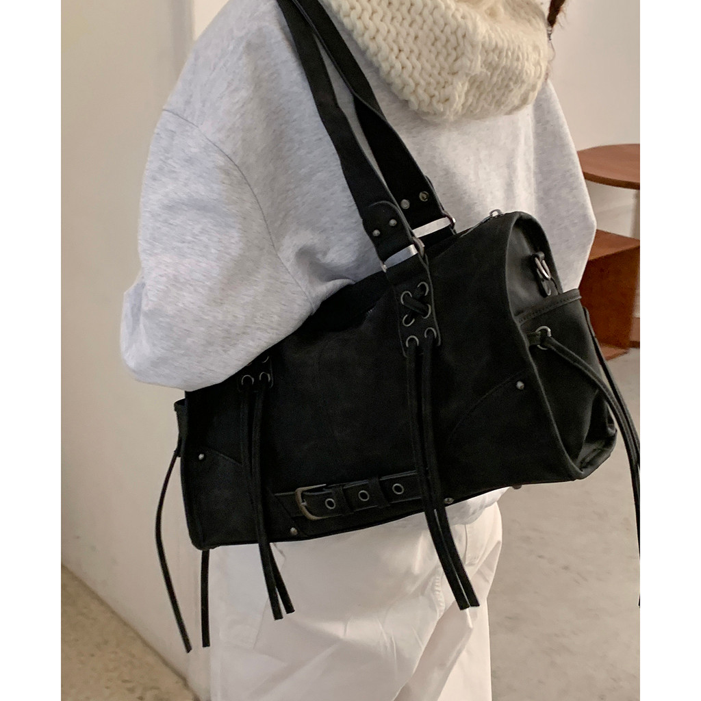 Wasteland Style Portable Motorcycle Bag Female 2025 สไตล์ใหม่อินเทรนด์เกาหลีย้อนยุค Tote Bag High-End Large-ความจุ Underarm Bag