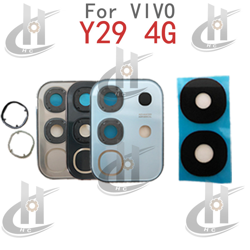 กล้องด้านหลังแหวนเลนส์ฝาครอบกระจกพร้อมกรอบสําหรับ VIVO Y29 4G V2434 อะไหล่ทดแทน
