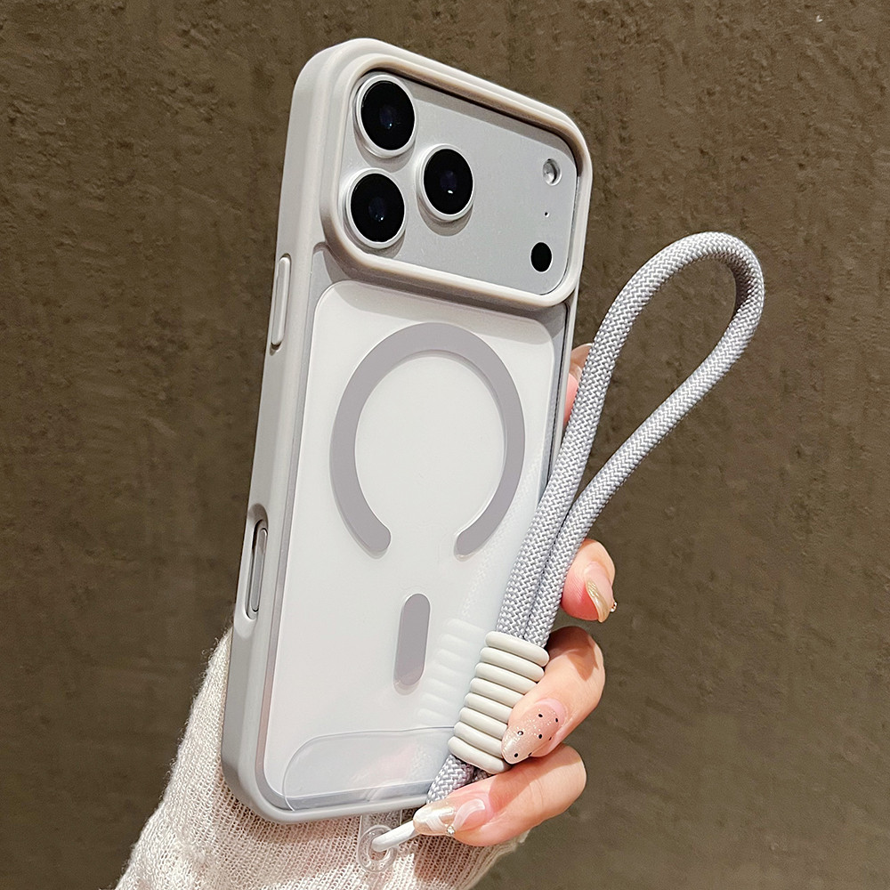 แม่เหล็กหรูหราพร้อม Lanyard Clear เคสโทรศัพท์สําหรับ iPhone 15 14 13 12 Mini 17 Pro Max 16 Plus 17 Air กันชนกลับกรณีฝาครอบ