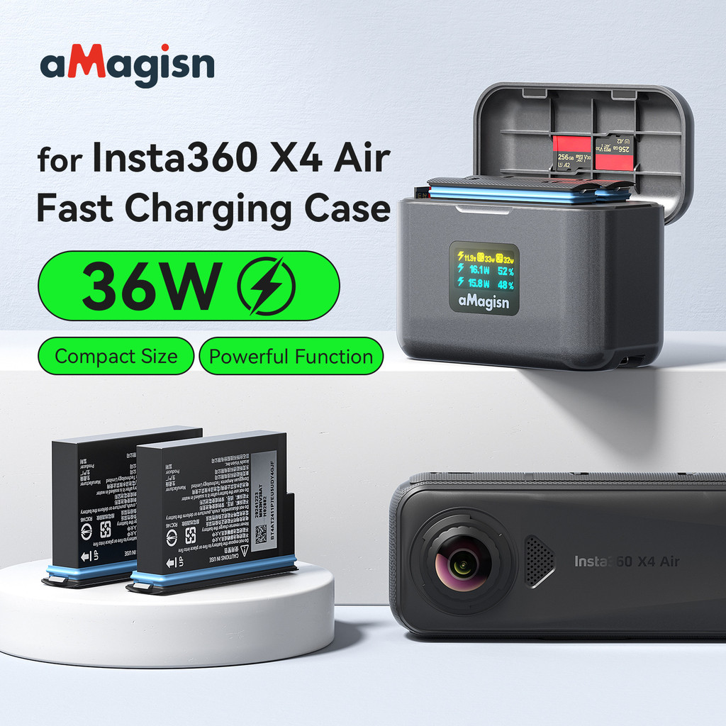สําหรับ Insta360 X4 Air แบตเตอรี่กล่องชาร์จอย่างรวดเร็ว 360 เก็บอุปกรณ์เสริมสําหรับกล้องกีฬา