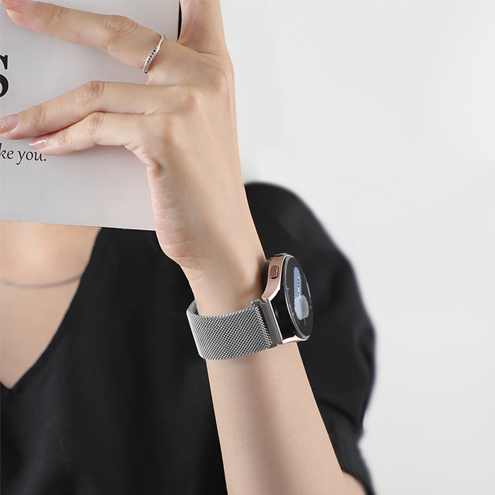 20มม 22มม สายรัดแม่เหล็กโลหะ Milanese Loop Band for Samsung Galaxy Watch/Redmi Watch 5 Lite/Huawei/Amazfit Bip 6/Garmin - รูปที่ 2
