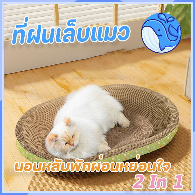 SKISOPGO 2 in 1 กล่องแมวตบ ที่ลับเล็บแมว  ที่ฝนเล็บแมว กระดาษลูกฟูก โซฟาลับเล็บแมว ของเล่นแมว