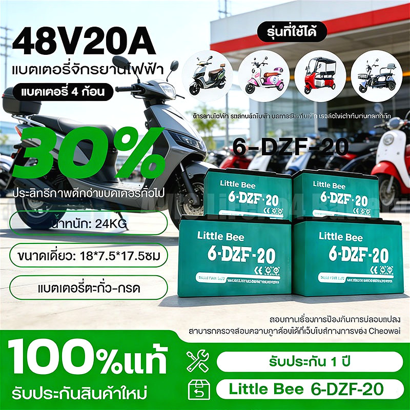 【รับประกันสิบปี】CHWE 2025 48V12Ah -20Ah ด้วย 4PCS แบตรถไฟฟ้า แท้ แบตเตอรี่จักรยานไฟฟ้า เพิ่มความทนทานขึ้น 20%