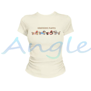 (จัดส่งตลอด 24 ชั่วโมง）Angle Official เสื้อยืดกระชับผู้หญิง ผ้านุ่มสบายผิว เหมาะแต่งตัวประจำวัน สไตล์เทรนด์สาววัยรุ่น L6