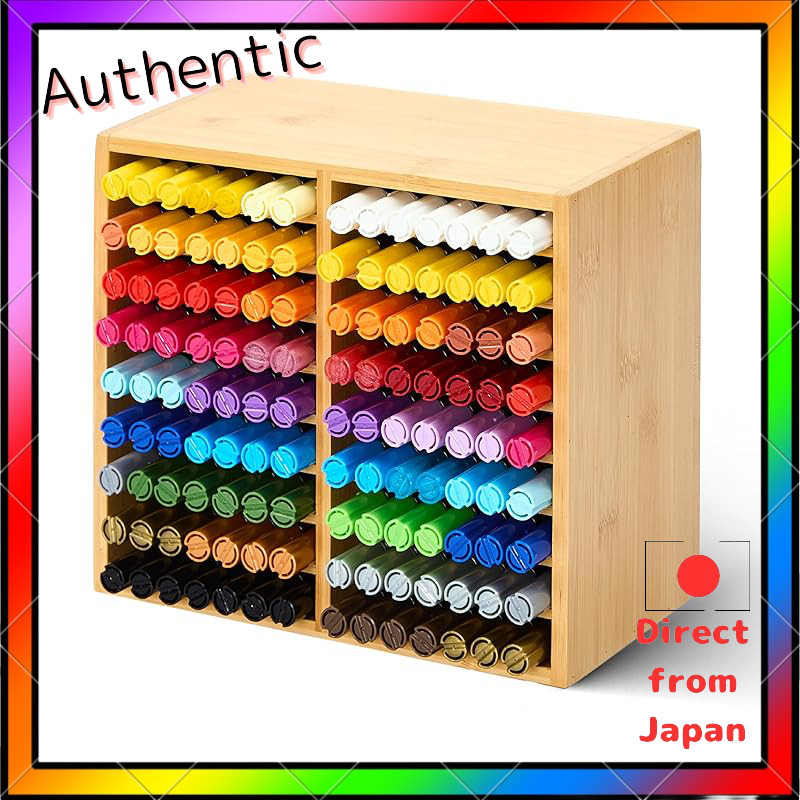 MEEDEN Bamboo Marker Storage Holder with 18 Dividers, Holds 126 Alcohol Markers, Pens, Pencils, Art 