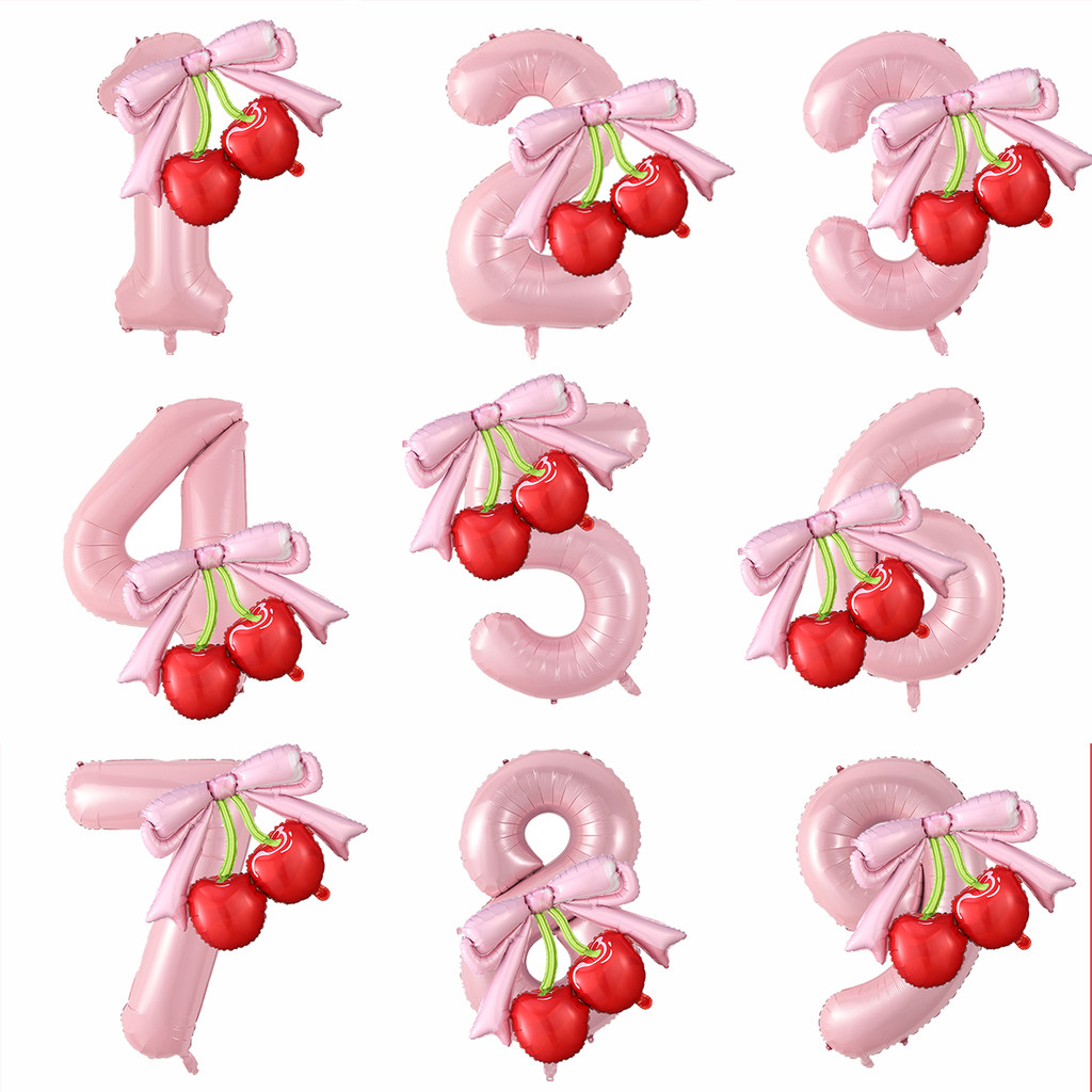 40นิ้ว มุก สีชมพู เชอร์รี่ 0-9 บอลลูนดิจิตอลงานเลี้ยงวันเกิดตกแต่งบอลลูน