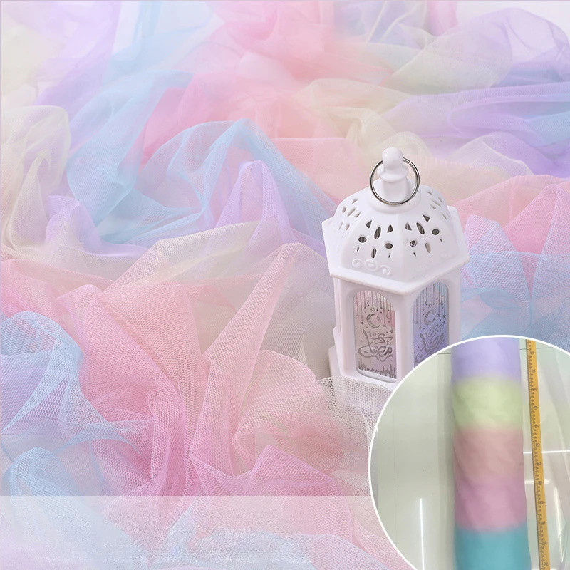 4.92ft Rainbow Mesh Fabric Colorful Gradient Net Cloth Clothing Accessories DIY Toys Children's Clot