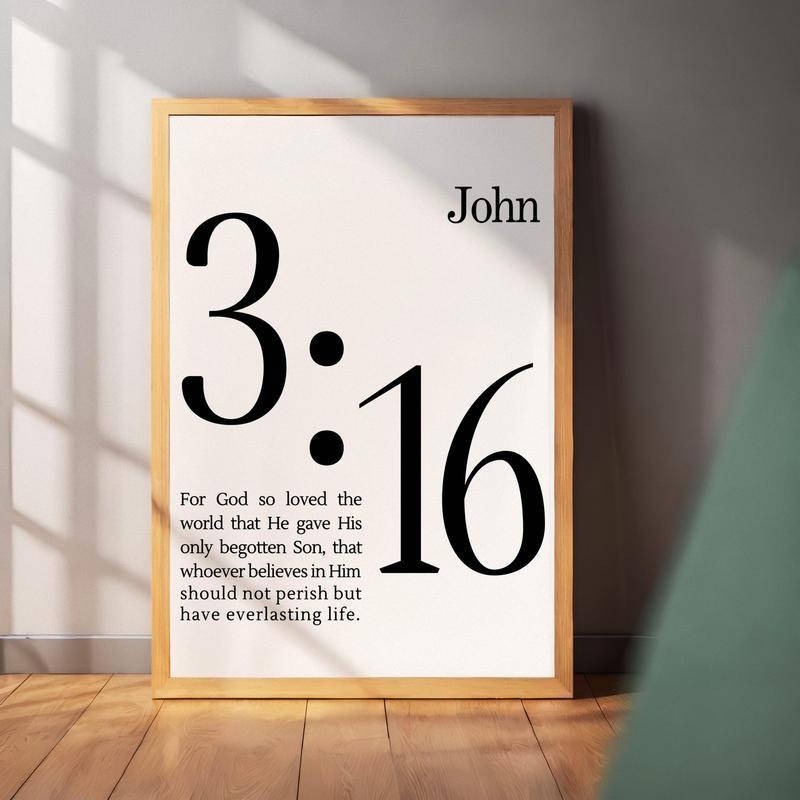John 3:16 โปสเตอร์สําหรับ God so Loved the World โมเดิร์น Minimalist Scripture Bible Verse Wall Art 
