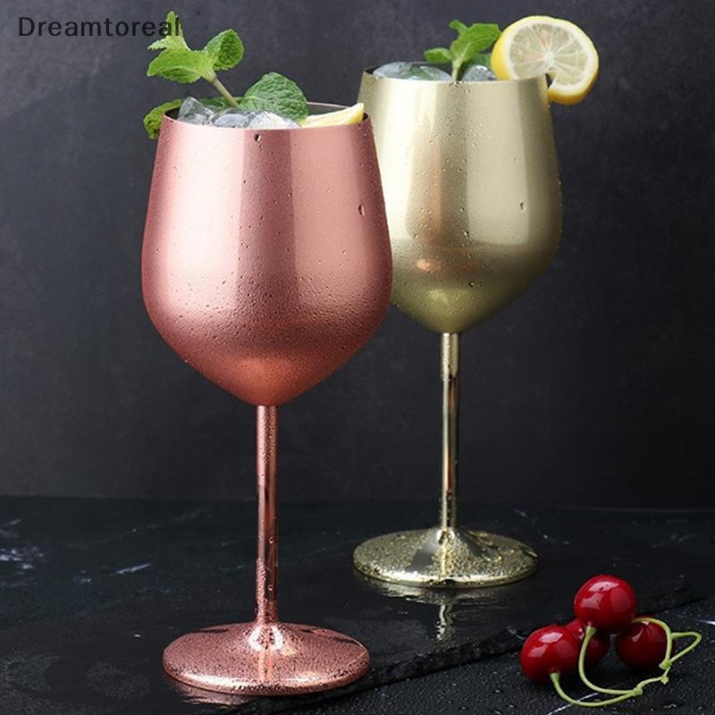 [DMT] 500ML Stainless Steel Goblet Red Wine Cotail Glass Unbreakable Metal High Champagne Glass Bar 