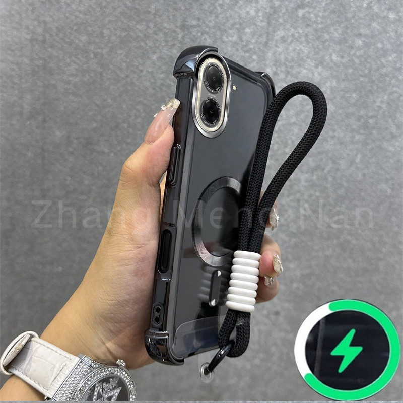เหมาะสําหรับ Redmi A5 POCO C71 4G เคสโทรศัพท์ชาร์จแม่เหล็กเคสโทรศัพท์สี่มุม anti drop โปร่งใส soft shell เชือกมือ 031