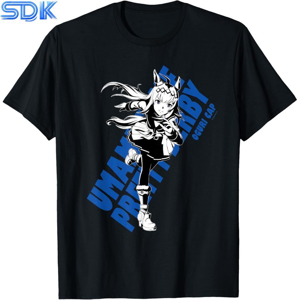 เสื้อยืดคอกลมแขนสั้น Pretty Derby Oguri Cap Cotton Stripe "Ashen Miracle"