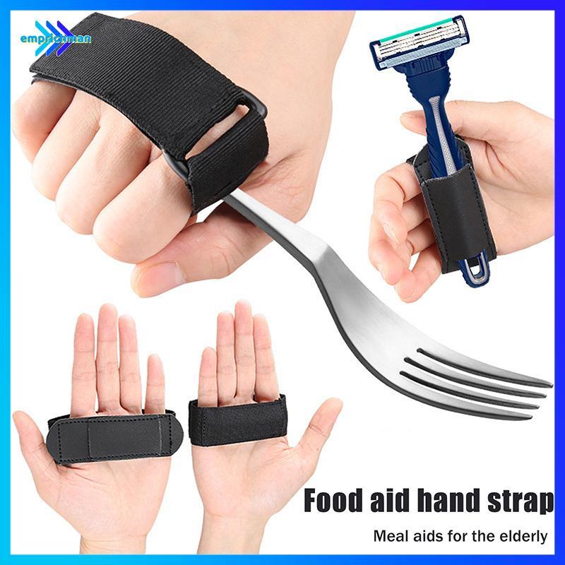 EPMN> Aid Utensil Cuff Holder Strap Elastic Eating Assistance Cuff Spools Forks Fixing Band สําหรับผ