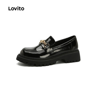 Lovito  รองเท้า Boat Shoes สําหรับผู้หญิง แบบหัวเข็มขัดโลหะล…