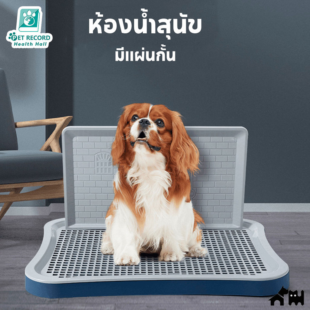 ห้องน้ำสุนัข แผ่นรองฉี่สุนัข 2 ชั้น ห้องน้ำสุนัขขอบเหลี่ยมพร้อมตะแกรงถาด ก้านถอดได้
