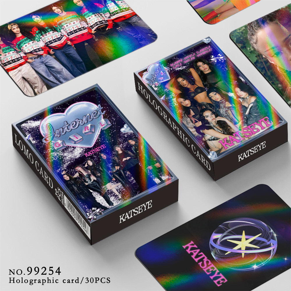 30-124pcs KATSEYE Internet Girl HOLOGRAPHIC Photocards 2026 ฤดูคําอวยพรเลเซอร์ Lomo Cards SOPHIA DAN