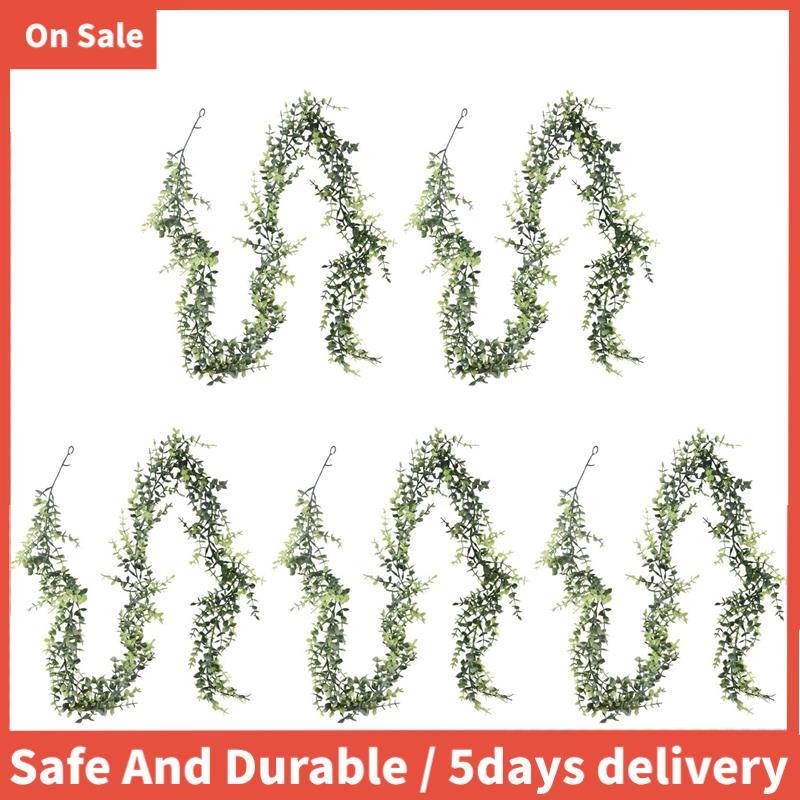 5 แพ็ค 30Ft ประดิษฐ์ Eucalyptus Garlands ปลอม Greenery Vines Faux แขวนพืชสําหรับงานแต่งงานตารางฉากหล