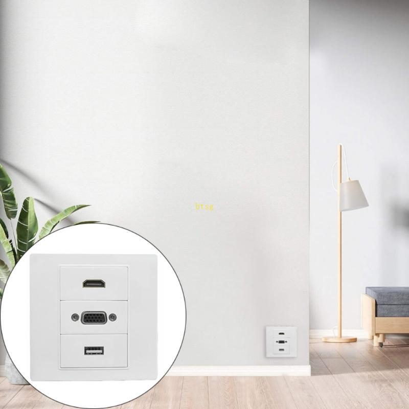 Btsg Solder Direct Connecting VGA HDTV USB Wall Mount Panel Wall Outlet Video Socket