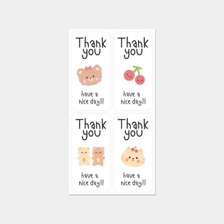 สติ๊กเกอร์ขอบคุณ ติดกล่อง แก้ว ถุง 3*6ซม 100ดวง sticker thankyou S3