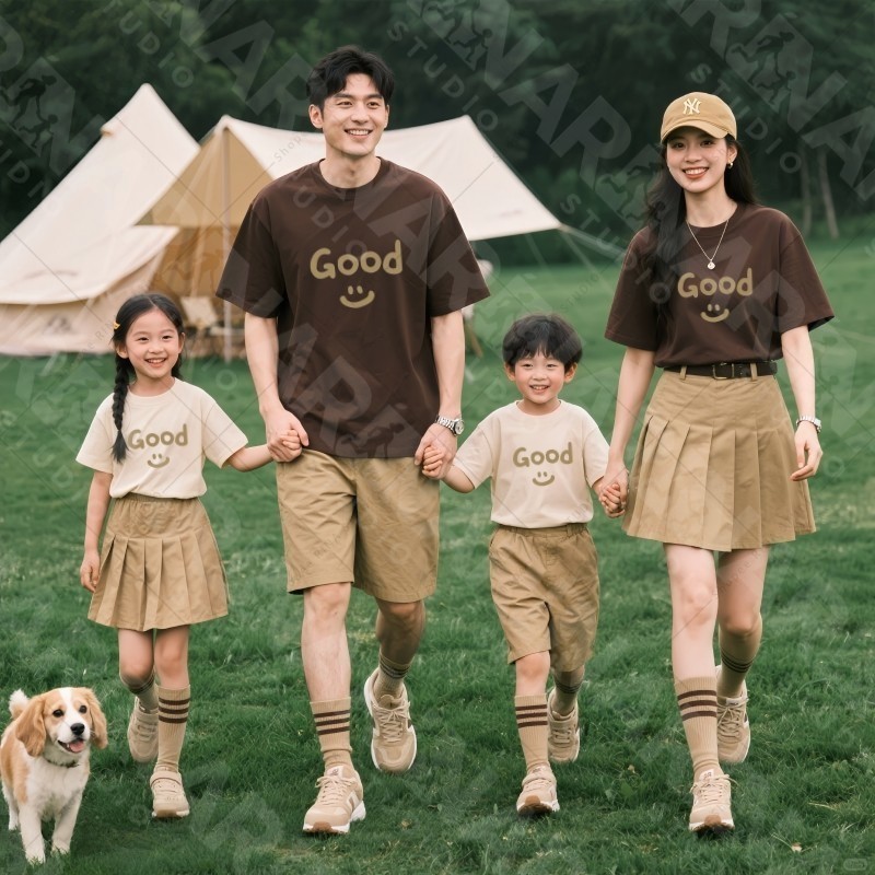 🔥พร้อมส่ง&COD🔥RINA STUDIO🔥 2025แบบใหม่ ทีชิร์ตผ้า cotton เอวกลม ชุดพ่อแม่ลูก ชุดครอบครัว ชุดแม่ลูก#2