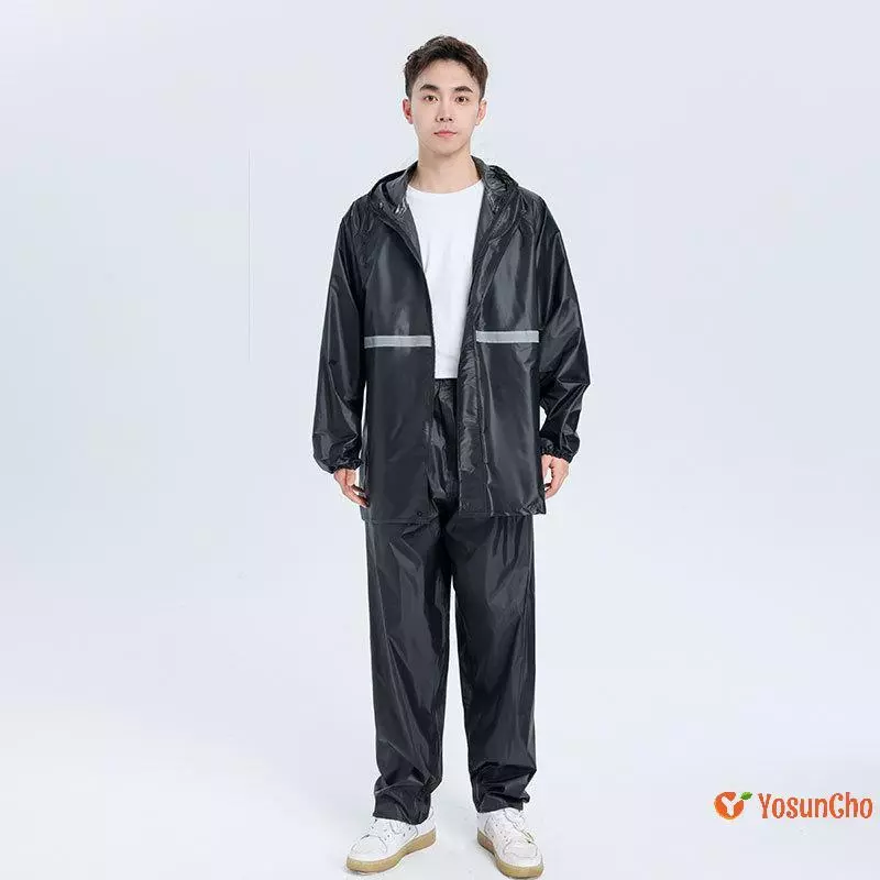 ชุดเสื้อคลุมและกางเกงกันฝน 2 ชิ้น ผู้ใหญ่ มีแถบสะท้อนแสง thumbnail 5