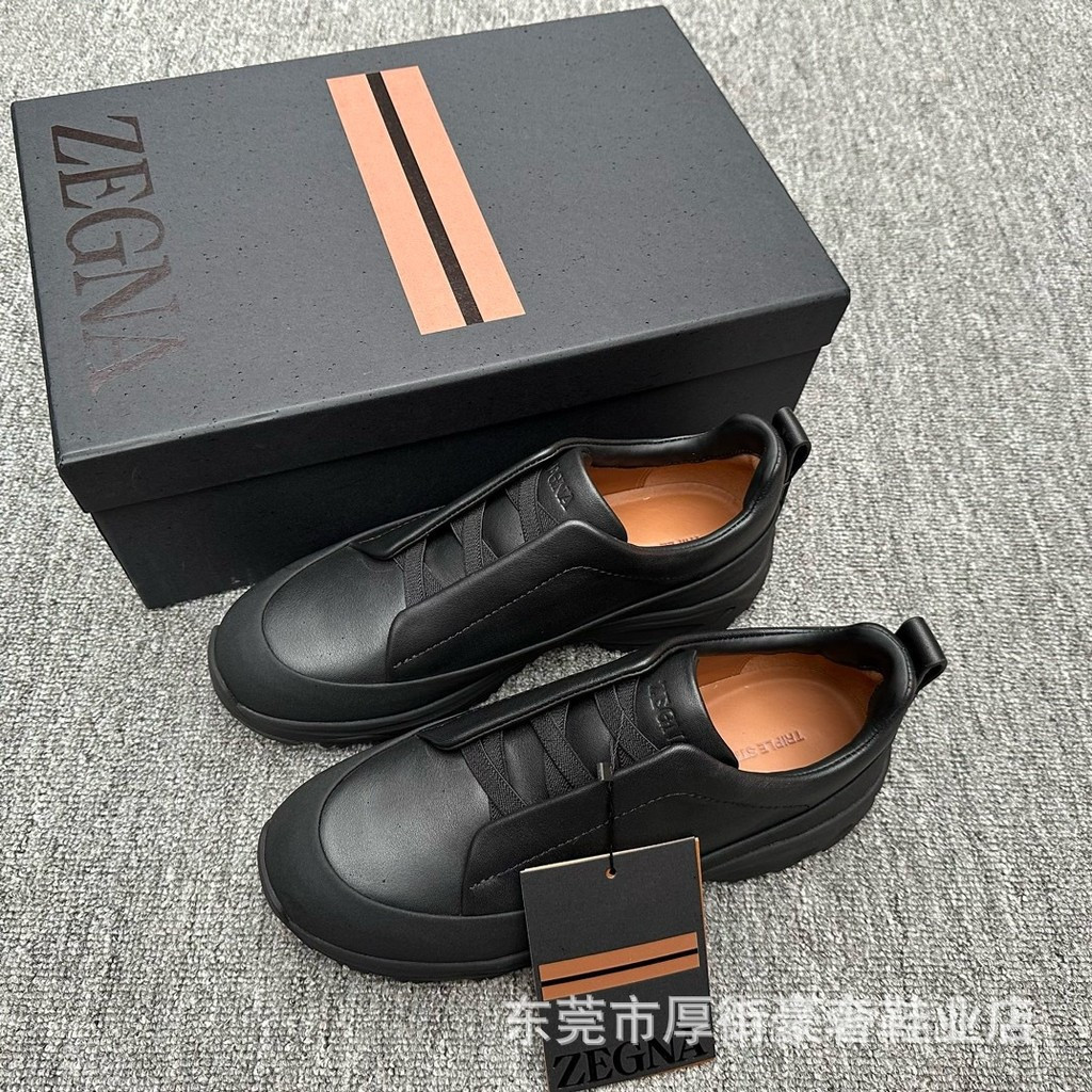 ZEGNA Jona รองเท้าผ้าใบพื้นหนาหนังนิ่มกลางแจ้งสําหรับผู้ชายสไตล์ใหม่