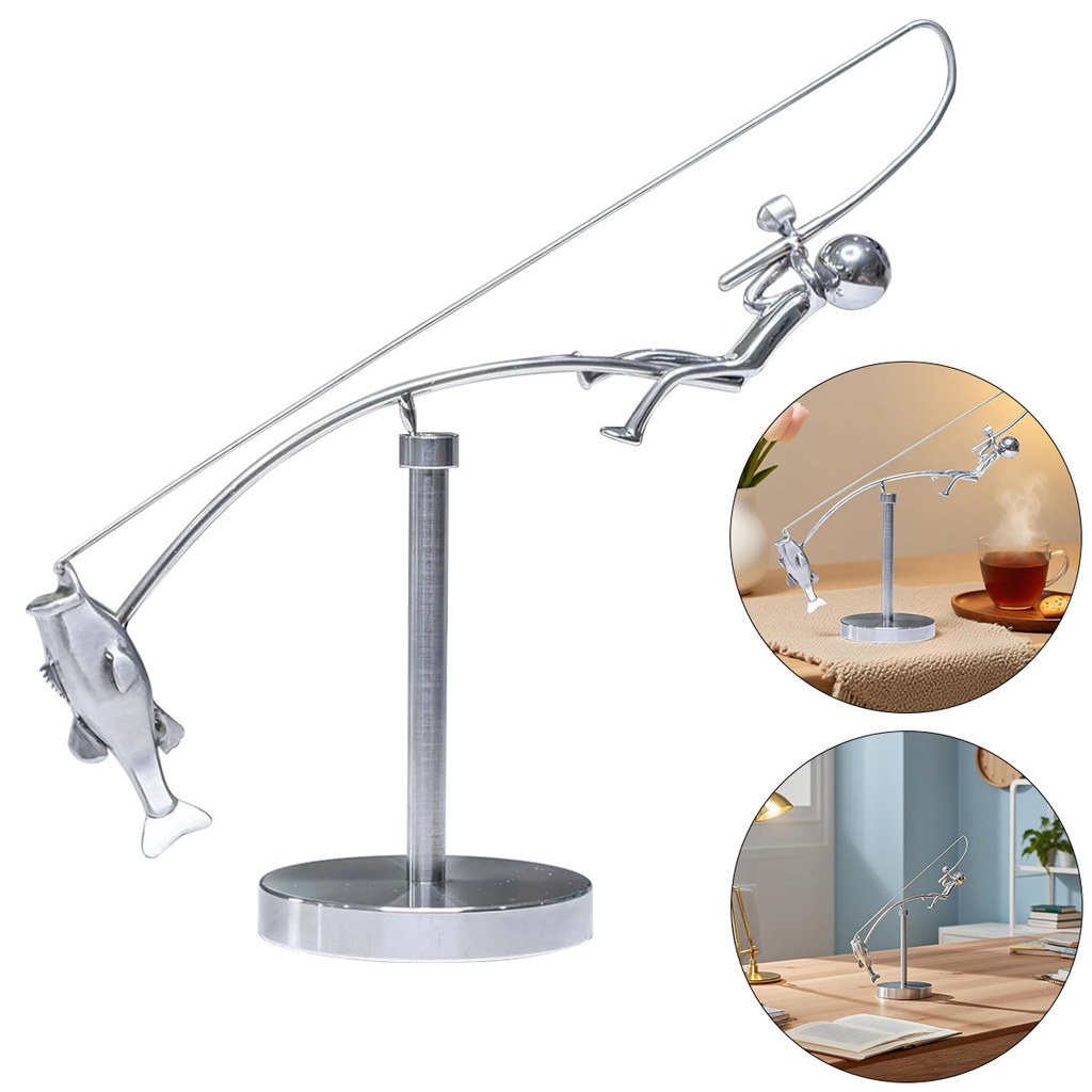 ZaylilyThe Fisherman Balancing Sculpture Kinetic Fishing Sculpture Balance Art สําหรับพื้นที่ของคุณโ