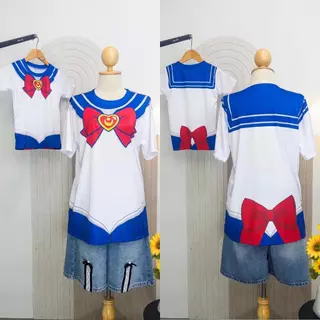 เสื้อผ้ายืด แฟชั่นผู้หญิง คอสเพลย์ ลายนักเรียนญี่ปุ่น อนิเมะ 5 สาวตัวแทนดังจันทร์ เซลามูน เซล่า พร้อมส่ง ผ้าไมโครใส่สบาย