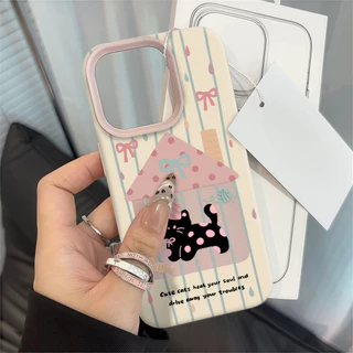 แมวโบว์ผีเสื้อ Silicone TPU เคสไอโฟน For iPhone 11 17 16 15 12 13 14 15 Pro Max 13 14 12 XR X XS Max 7 8 Plus เคสมือถือ