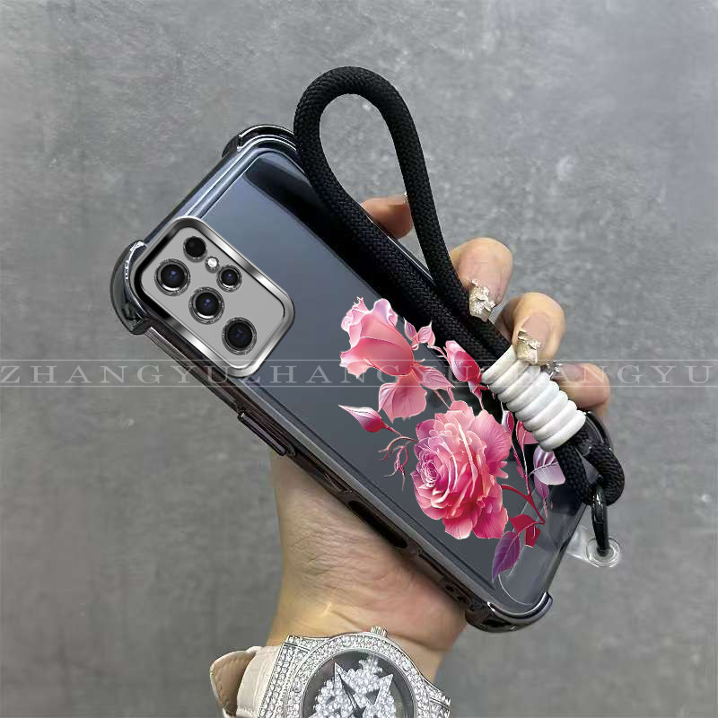 เหมาะสําหรับ Samsung S21 S22 S23 ULTRA เคสโทรศัพท์ใหม่ rose รูปแบบ soft shell กันกระแทก rotective กร