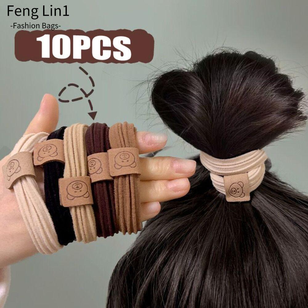 Fengling ที่คาดผม 10 ชิ้น,แหวนผมหมีขนาดเล็กยืดหยุ่นแข็งแรง,น่ารัก Minimalist ไม่มีตะเข็บผม Hoop ผู้หญิงสาว