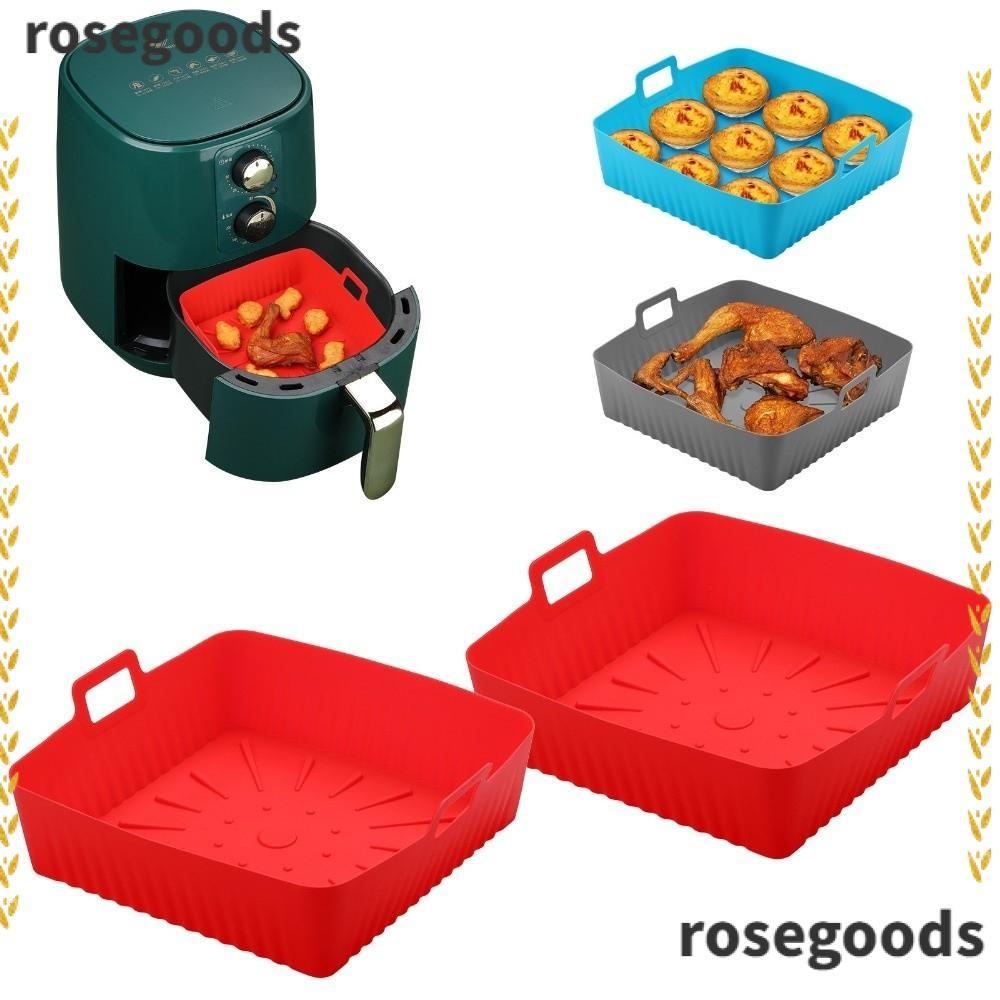 ROSEGOODS ถาดอบ, 9" ขนาดใหญ่แบบใช้ซ้ําได้ Air Fryer Liners, ซิลิโคนพร้อมที่จับทนความร้อน Air Fryer L