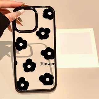 เคสโทรศัพท์ สำหรับ iPhone 11 13 16 ProMax 17 iPhone 13 14 15 ProMax 12 13 ProMax อะคริลิค 2 in 1 การ์ตูนน่ารัก ดอกไม้