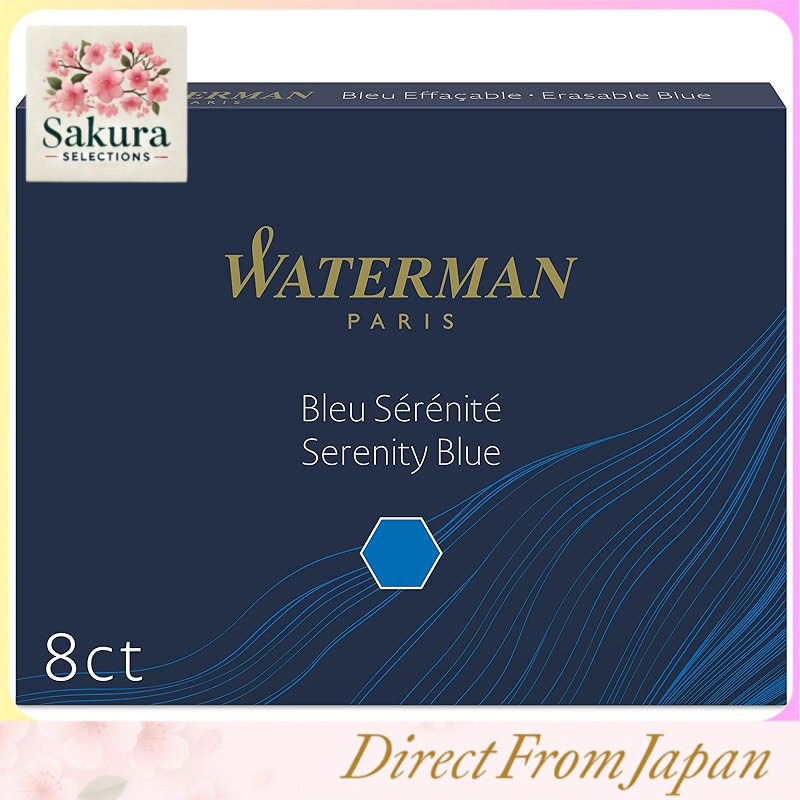 WATERMAN หมึกปากกาหมึกซึม Serenity Blue S0110860 รีฟิลคาร์ทริดจ์ เขียนลื่น สีฟ้า