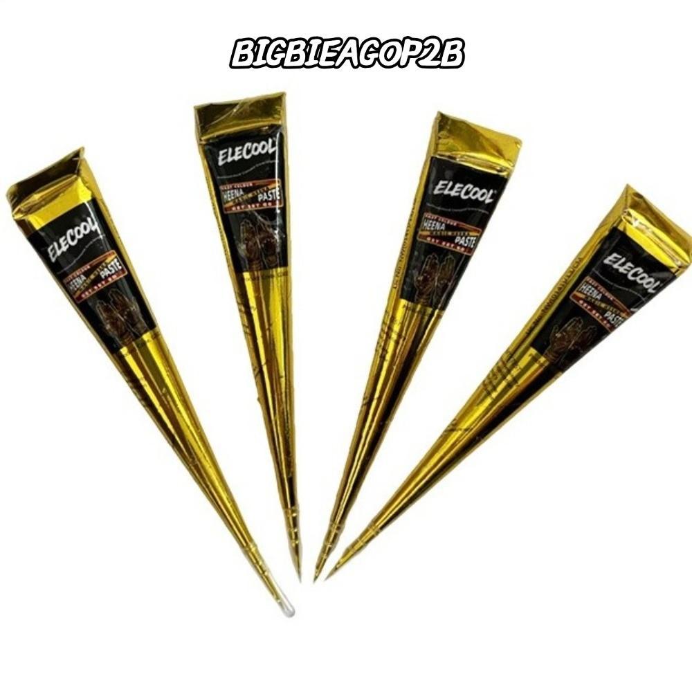 BIGBIEGOP2B Henna Paste Cone,ชั่วคราวใช้งานง่ายHenna Tattoo Cream, Henna Tattoo Creamสีดําสีน้ําตาลก