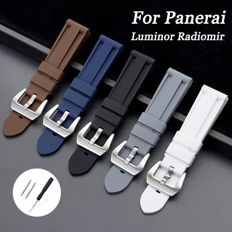 ขนาดใหญ่สายนาฬิกาซิลิโคนสําหรับ Panerai PAM Luminor Radiomir PAM111 PAM441 PAM312 20 มม.22 มม.24 มม.26 มม.ยางนาฬิกาผู้ชายชาย Watchband กีฬาธุรกิจสร้อยข้อมือ