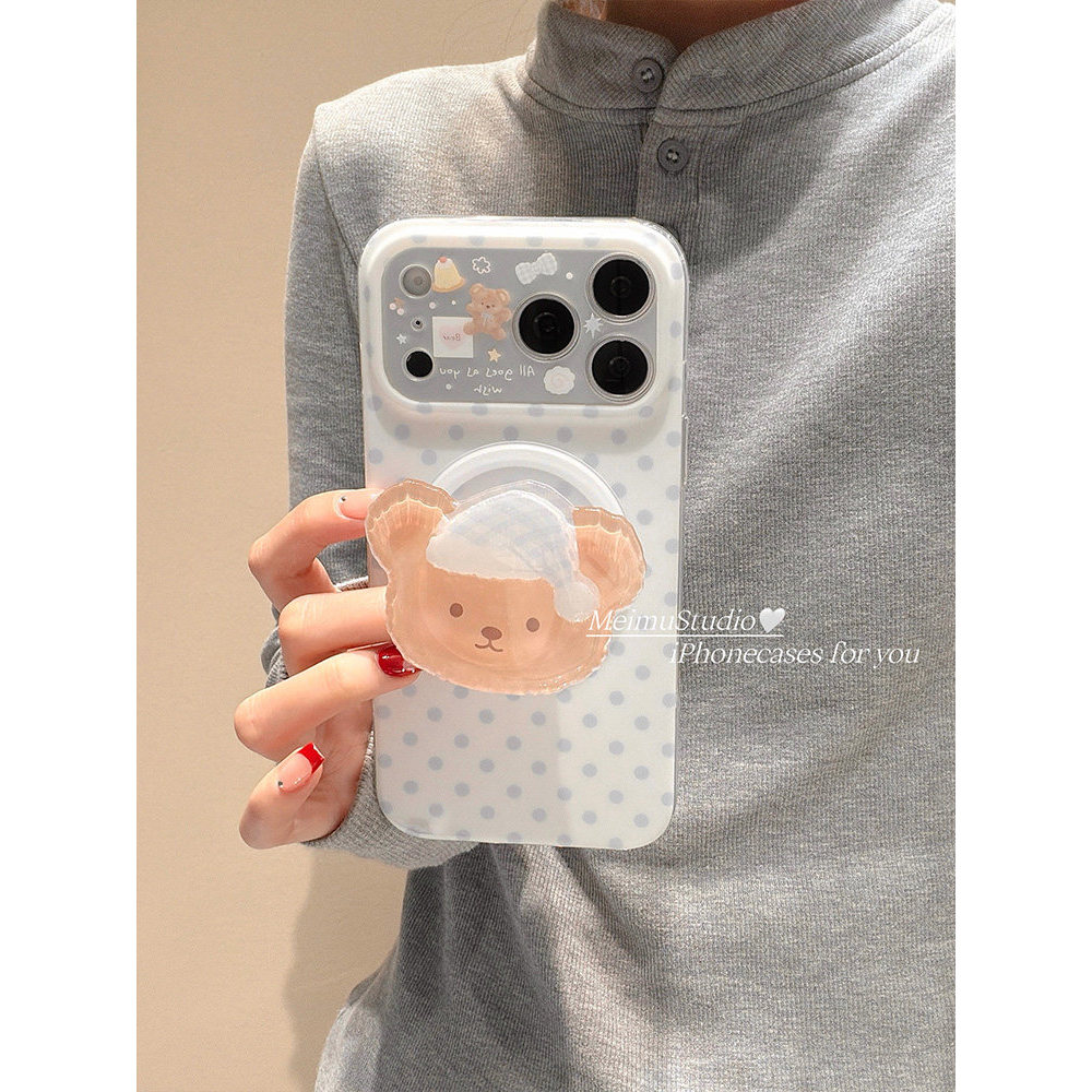 Ins Simple Polka Dot Bear Bracket Samsung s25fe เคสโทรศัพท์ s25 s23ultra Bracket s21+/ s24/a55/a15 Creative Shock-proof a16/a56/a33 Hard Case a05s/a34 รวมทุกอย่าง a53 ราคา ถูกที่สุด ดีลบีเคเค แกลเลอรีภาพที่ 4