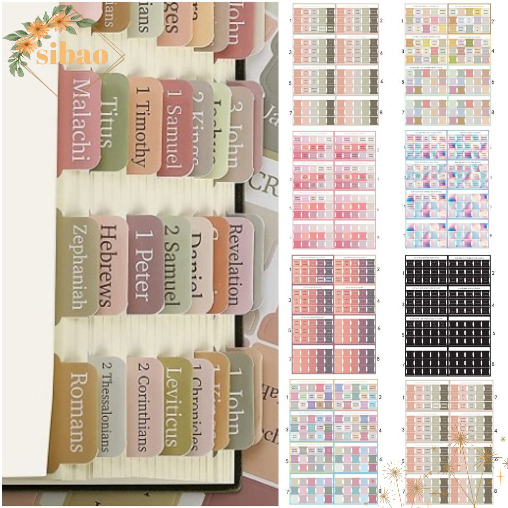 SIBAO 120PCS Boho Bible Tabs, สีสัน Easy Navigation Laminated Bible Tabs, Multi-Color Self กาวลามิเน