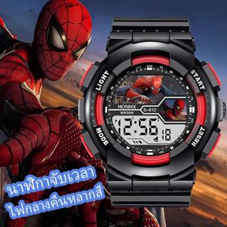 นาฬิกาข้อมือดิจิตอลสำหรับเด็ก ธีมสไปเดอร์แมน, กันน้ำ พร้อมปล…