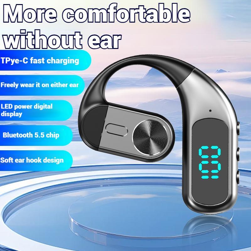 หูฟังไร้สาย Bluetooth 5.5 แบบหูเดี่ยว พร้อมหน้าจอ LED ทนน้ำ สำหรับการออกกำลังกาย