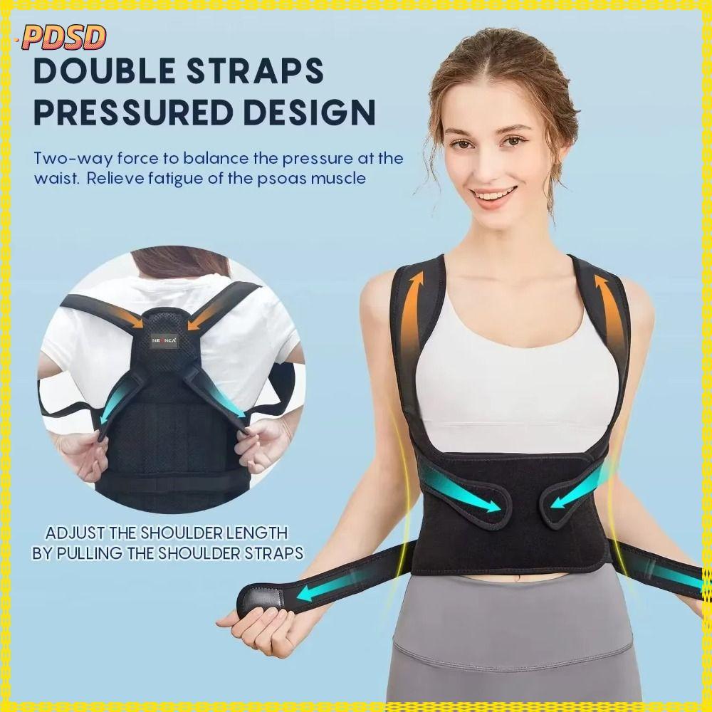 PINGD Back Brace Posture Corrector, สีดําที่มีประสิทธิภาพ Posture Corrector, ปรับสบาย Spinal Brace ผ