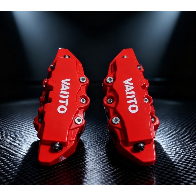 MERAH ฝาครอบดิสก์เบรกขนาดกลาง คาลิปเปอร์ดิสก์รถยนต์สีแดง โลโก้ VAUTO