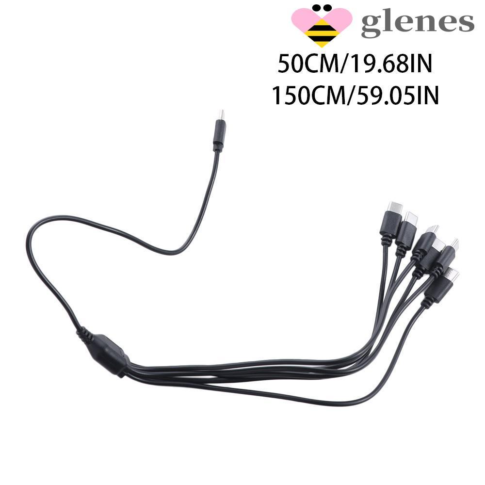 GLENES สายแยก USB C, 6 in 1 Type-C Micro-USB Multi USB C ถึง USB C สาย, แบบพกพา USB Y Splitter 50cm8
