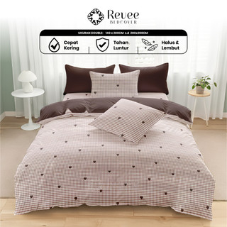 Revee Bedcover - Sprei & Bedcover Set Little Hearts Mix Dark Mahogany Ukuran Lengkap 140x200/180x200/160x200/200x200