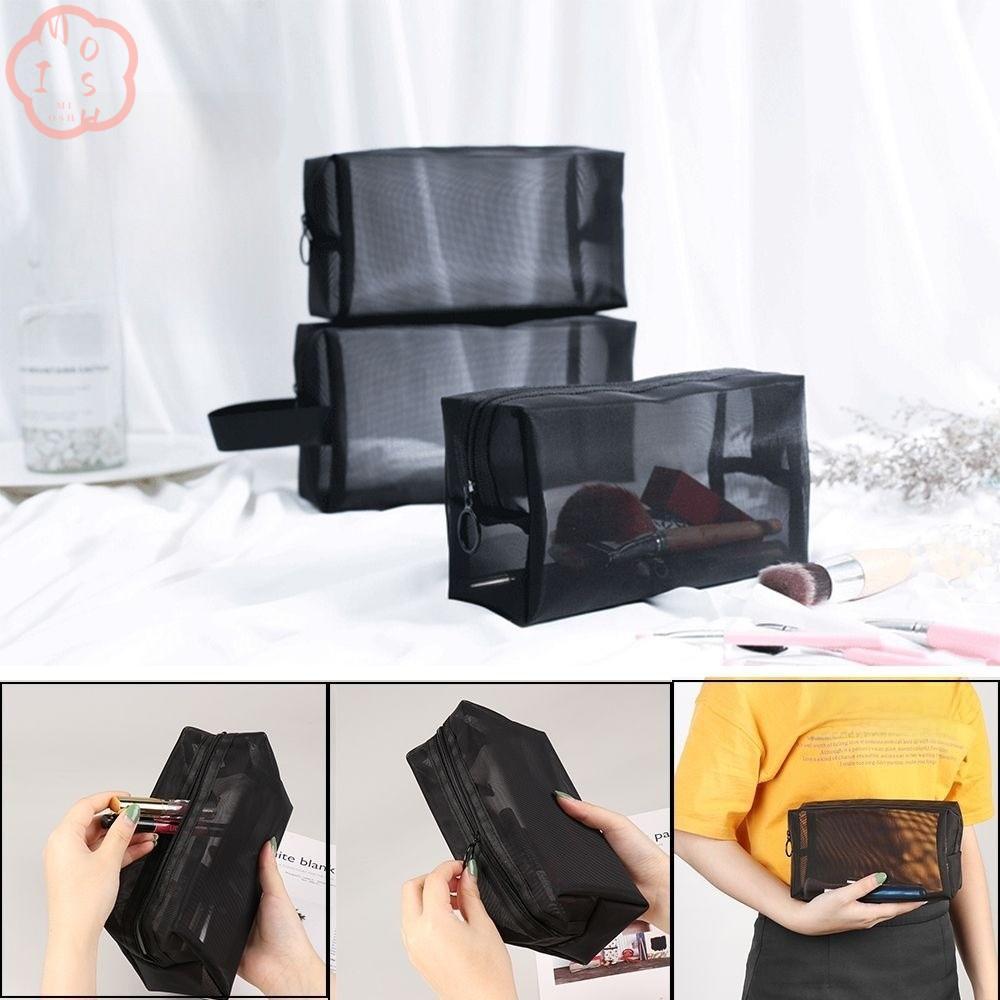 MIOSHOP กระเป๋าใส่เครื่องสำอางสตรีกระเป๋าตาข่ายมีซิป