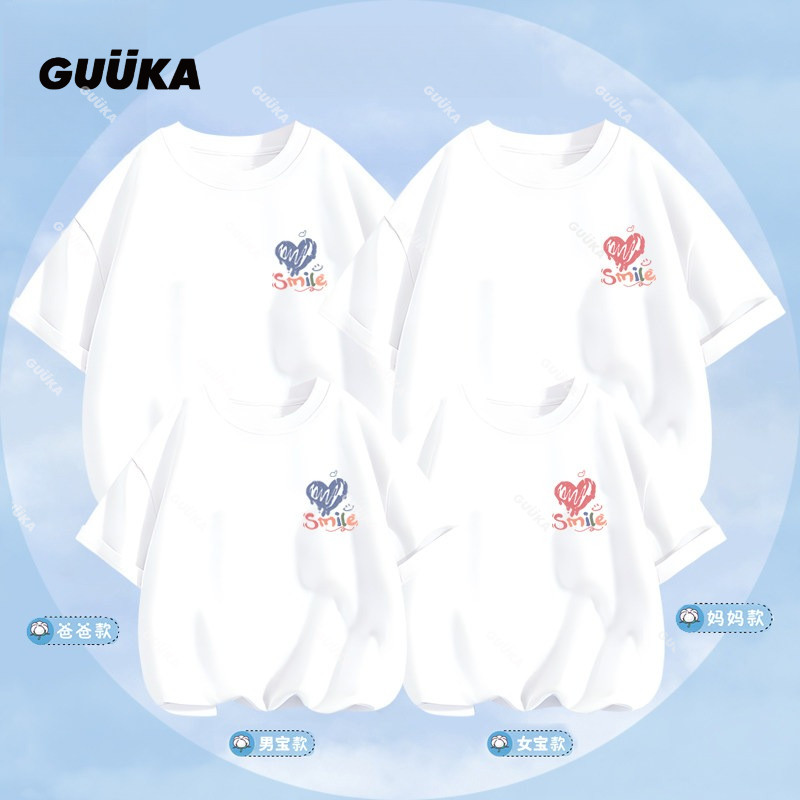 GUUKA Heart พิมพ์ครอบครัว Baju anak-anak เสื้อโค้ตผู้ใหญ่เด็กพ่อแม่และลูก