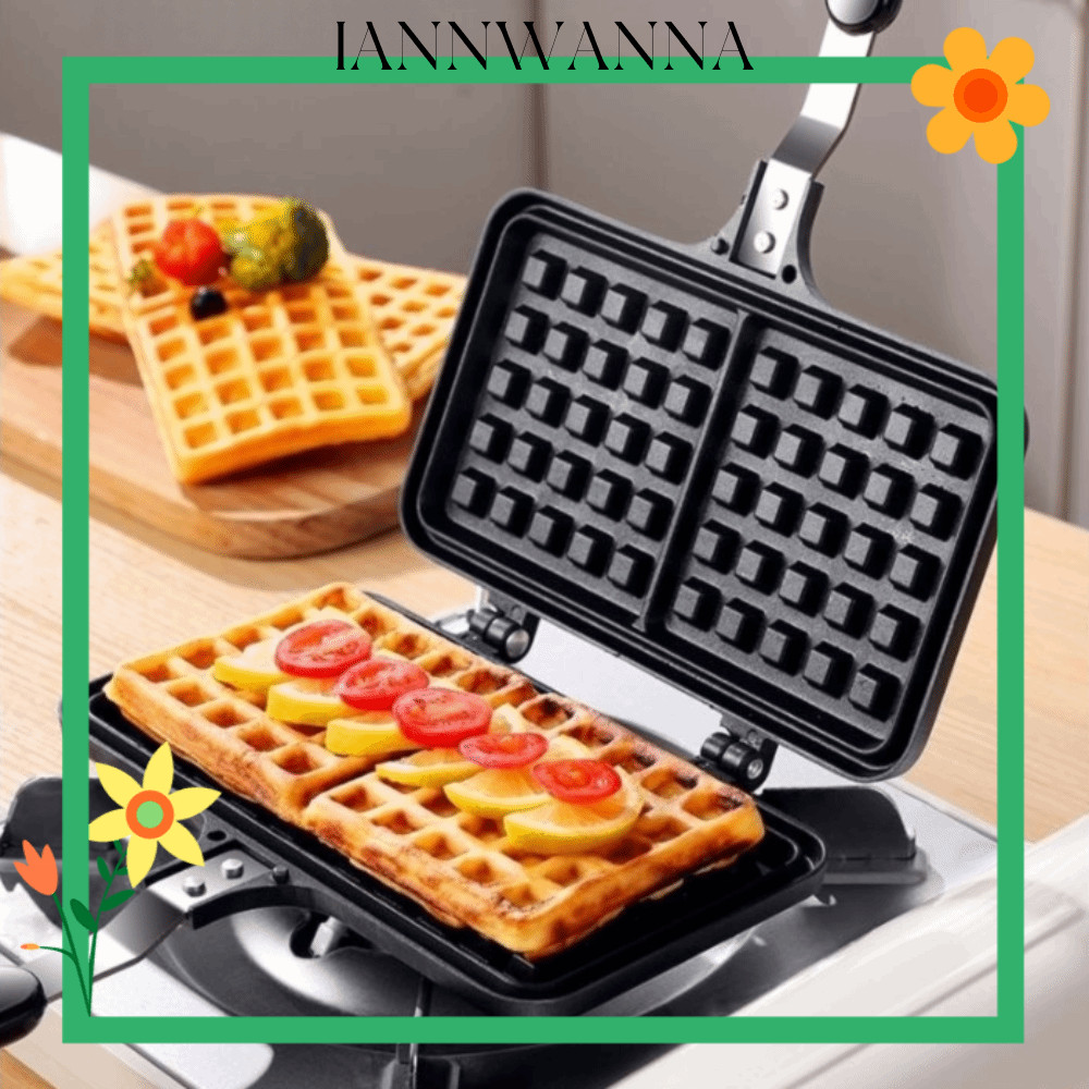 IANNWNA เครื่องทําวาฟเฟิลคู่พร้อมที่จับเครื่องทําวาฟเฟิลทนความร้อนเครื่องมือห้องครัวไม่ติดรูปหัวใจ S