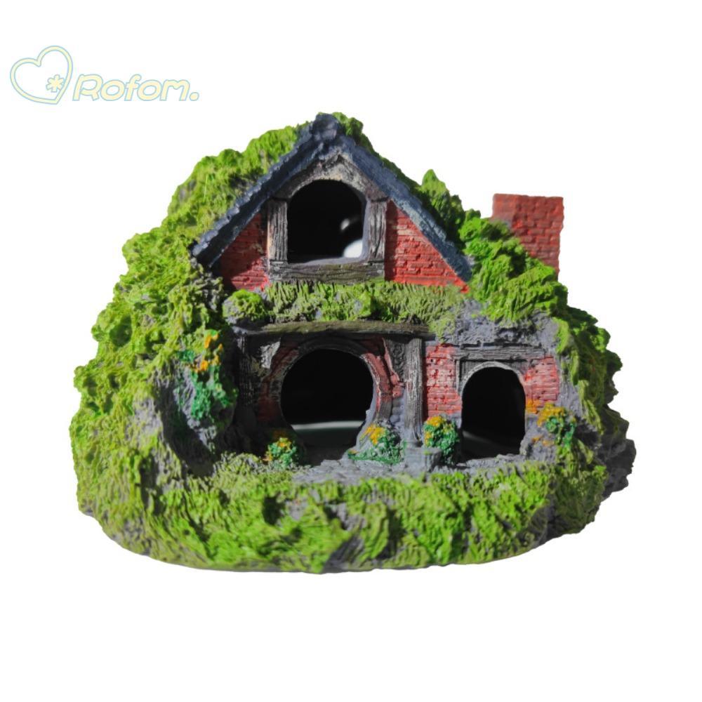 ROFOM Hobbit House, บ้านสากเรซิน การตกแต่งตู้ปลา, การจําลองจําลอง Betta Hideout Cave Fish Tank