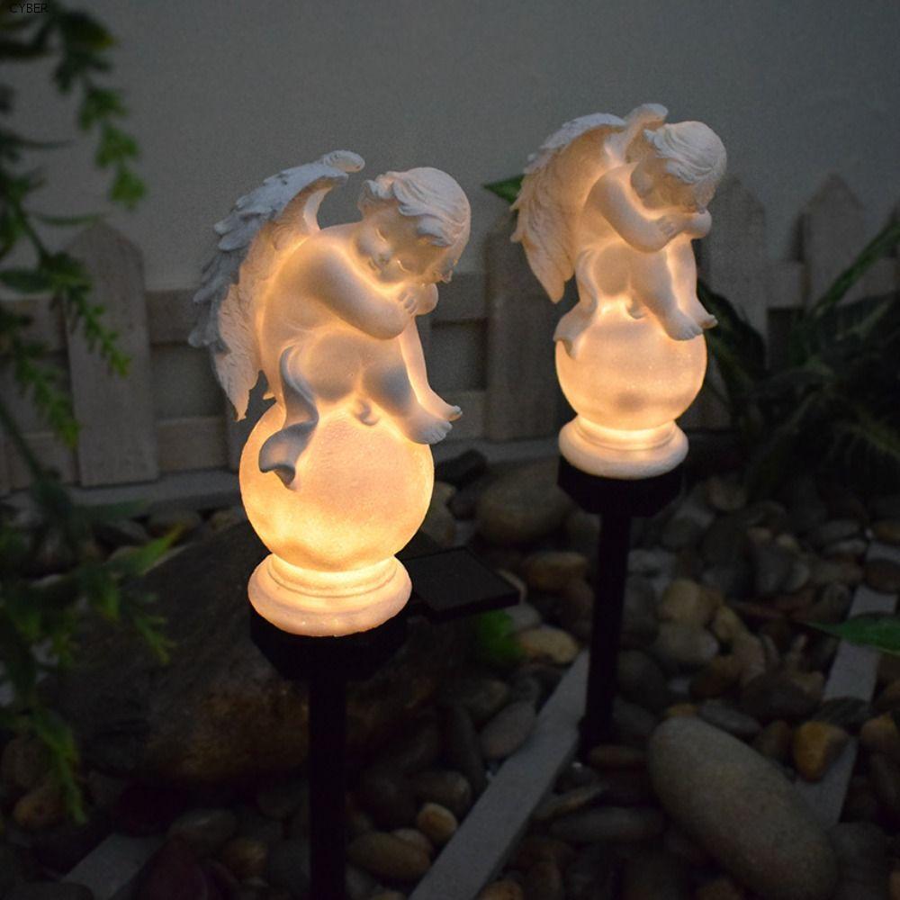 CYBER Solar Angel Light, LED Resin Solar Landscape Light, Garden Stake Light น่ารัก Super Bright Cre